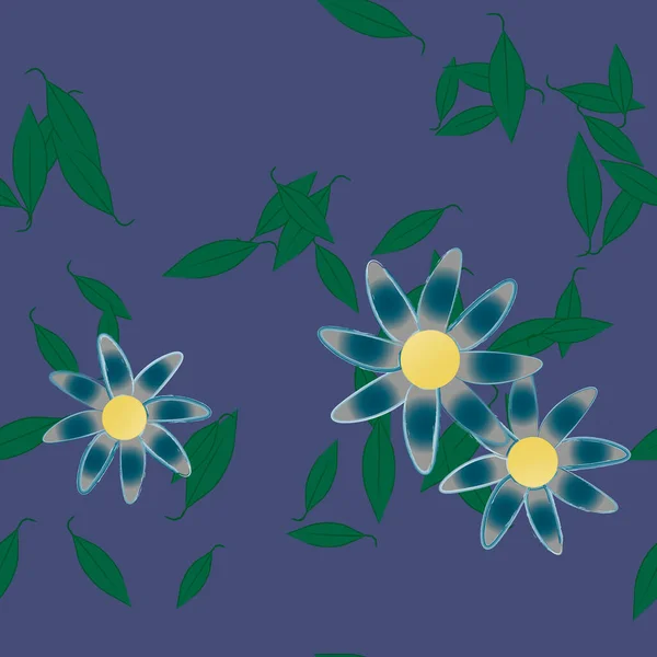 Composición Diseño Con Flores Simples Hojas Verdes Ilustración Vectorial — Vector de stock