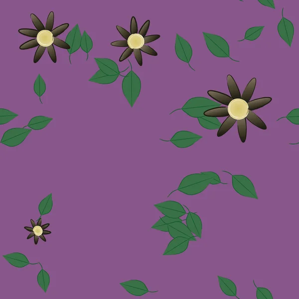 Composition Design Avec Fleurs Simples Feuilles Vertes Illustration Vectorielle — Image vectorielle