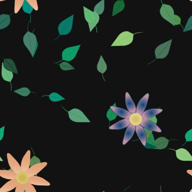 Çiçekler pürüzsüz desen, vektör çizimi