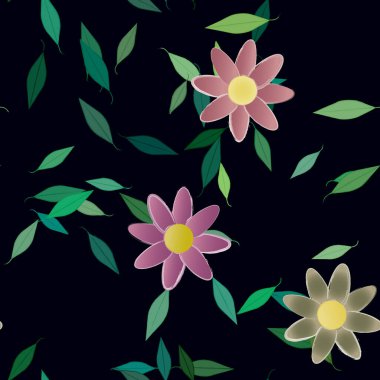 Çiçekler pürüzsüz desen, vektör çizimi