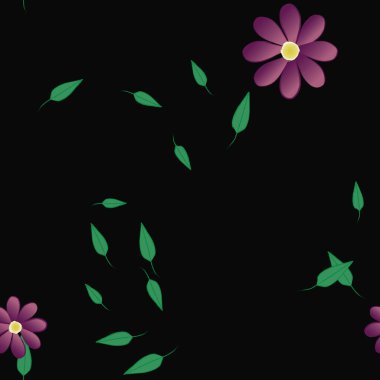 Çiçekler pürüzsüz desen, vektör çizimi