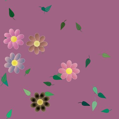 Çiçekler pürüzsüz desen, vektör çizimi