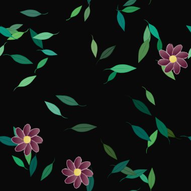 Çiçekler pürüzsüz desen, vektör çizimi