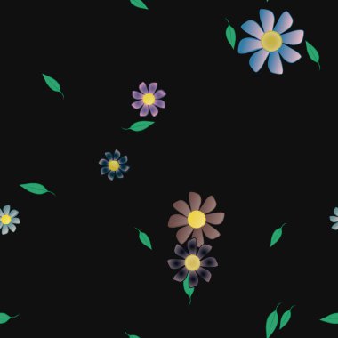 Çiçekler pürüzsüz desen, vektör çizimi