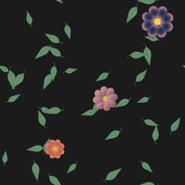 Çiçekler pürüzsüz desen, vektör çizimi