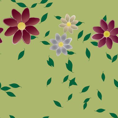 Çiçekler pürüzsüz desen, vektör çizimi