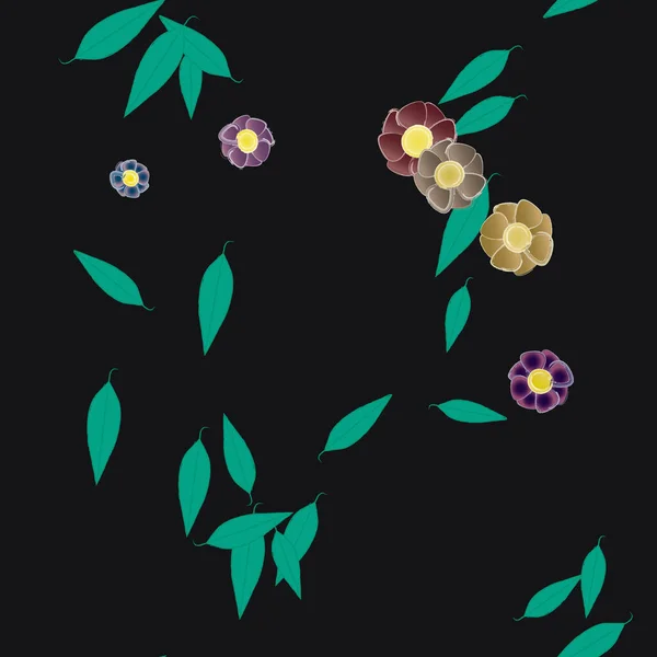 Virágok Zökkenőmentes Minta Vektor Illusztráció — Stock Vector