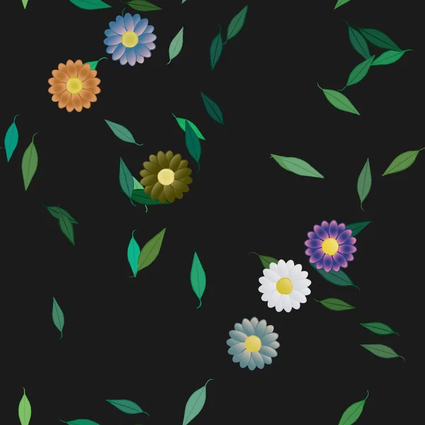 Flowers Seamless Pattern Vector Illustration — Stock Vector