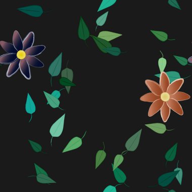 Çiçekler pürüzsüz desen, vektör çizimi