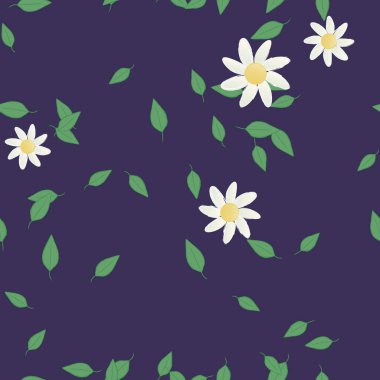 Çiçekler pürüzsüz desen, vektör çizimi