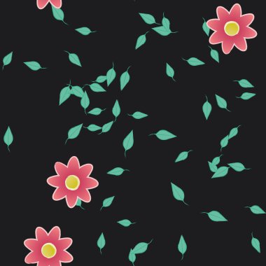 Çiçekler pürüzsüz desen, vektör çizimi