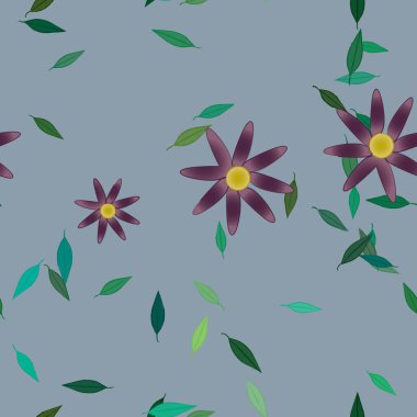 Çiçekler pürüzsüz desen, vektör çizimi