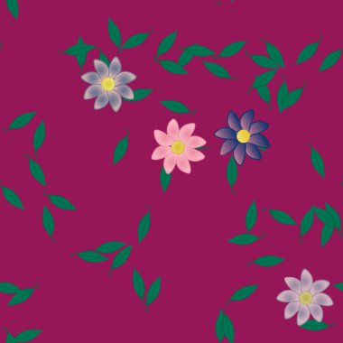 Çiçekler pürüzsüz desen, vektör çizimi