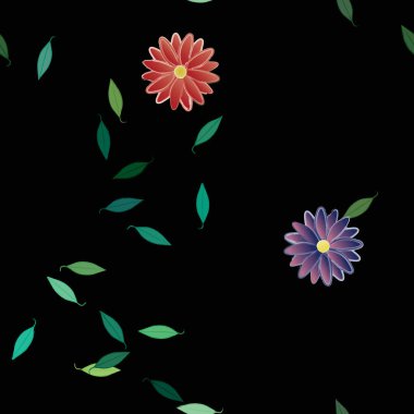 Çiçekler pürüzsüz desen, vektör çizimi