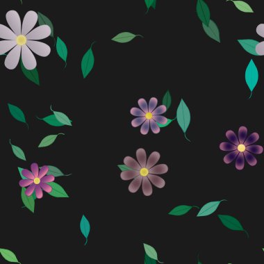 Çiçekler pürüzsüz desen, vektör çizimi