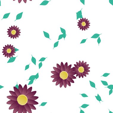 Çiçekler pürüzsüz desen, vektör çizimi