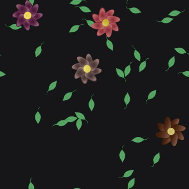 Çiçekler pürüzsüz desen, vektör çizimi