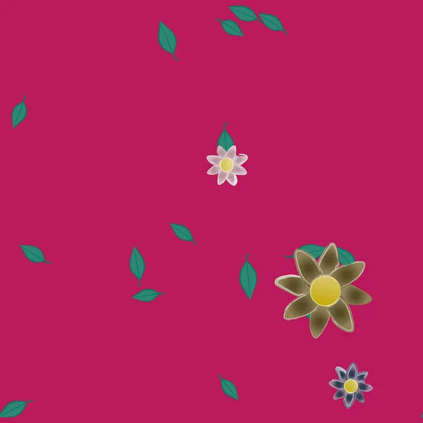 Flores Patrón Sin Costura Vector Ilustración — Archivo Imágenes Vectoriales