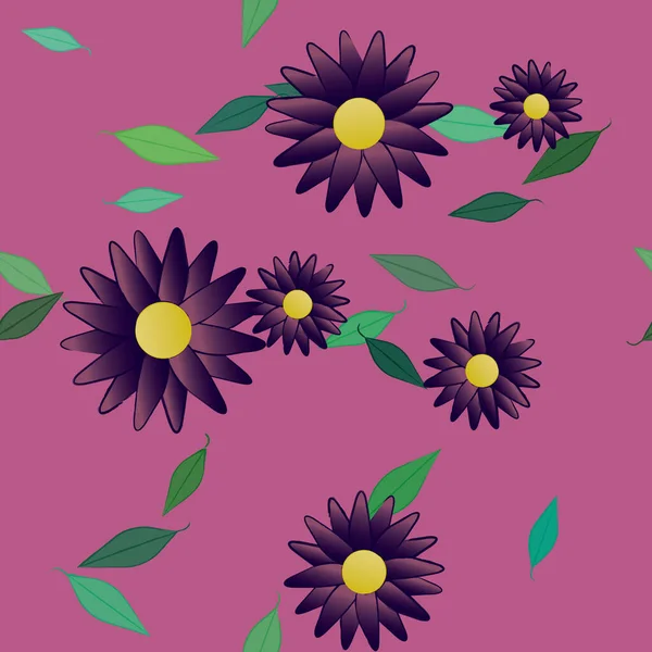 Flores Patrón Sin Costura Vector Ilustración — Archivo Imágenes Vectoriales