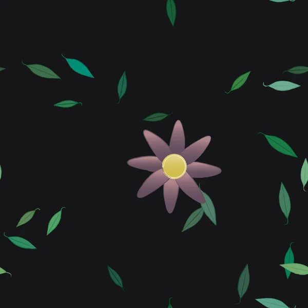 Flores Simples Con Hojas Verdes Composición Libre Ilustración Vectorial — Archivo Imágenes Vectoriales