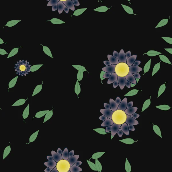 Flori Simple Frunze Verzi Compoziție Liberă Ilustrație Vectorială — Vector de stoc
