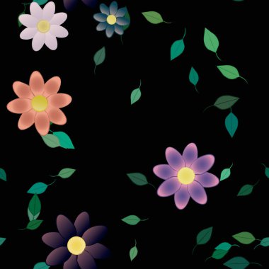 Çiçekler pürüzsüz desen, vektör çizimi