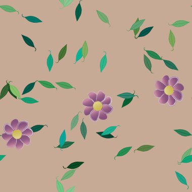 Çiçekler pürüzsüz desen, vektör çizimi