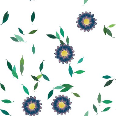 Çiçekler pürüzsüz desen, vektör çizimi