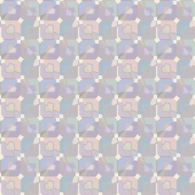 Geometrik yinelenen süs vektör deseni. Pastel tonları olan kusursuz tasarım dokusu