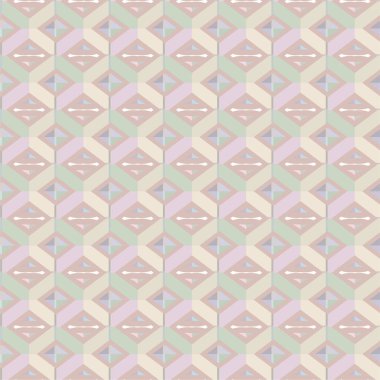 Geometrik yinelenen süs vektör deseni. Pastel tonları olan kusursuz tasarım dokusu
