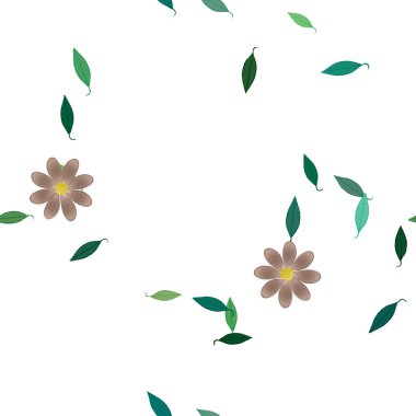 Yapraklı çiçek yapraklarının vektör çizimi, botanik arka plan