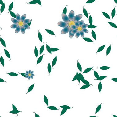 Yapraklı çiçek yapraklarının vektör çizimi, botanik arka plan