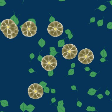 Yapraklı çiçek yapraklarının vektör çizimi, botanik arka plan