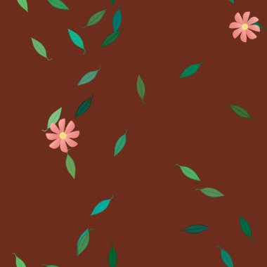 Yapraklı çiçek yapraklarının vektör çizimi, botanik arka plan