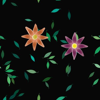 Yapraklı çiçek yapraklarının vektör çizimi, botanik arka plan