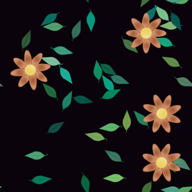 Yapraklı çiçek yapraklarının vektör çizimi, botanik arka plan