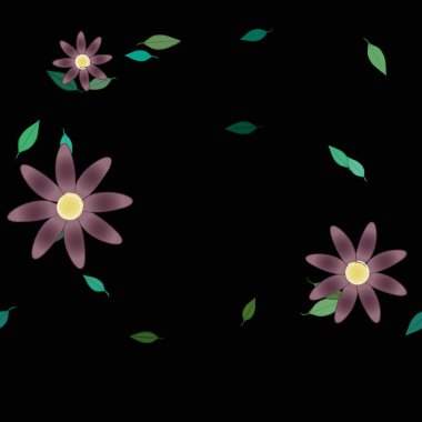 Yapraklı çiçek yapraklarının vektör çizimi, botanik arka plan