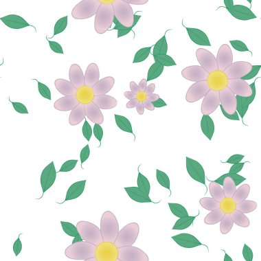 Yapraklı çiçek yapraklarının vektör çizimi, botanik arka plan