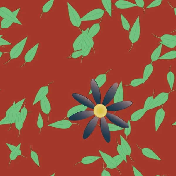 Vector Ilustración Flores Verano Pétalos Con Hojas Fondo Botánico — Vector de stock