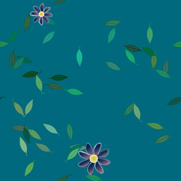 Vector Ilustración Flores Verano Pétalos Con Hojas Fondo Botánico — Archivo Imágenes Vectoriales