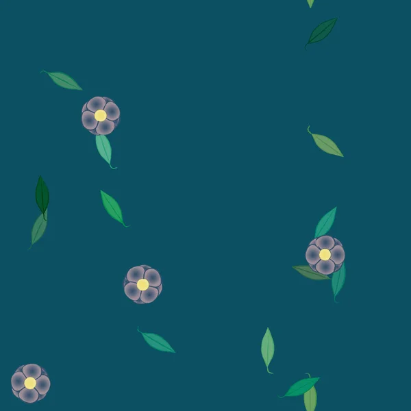 Vector Ilustración Flores Verano Pétalos Con Hojas Fondo Botánico — Archivo Imágenes Vectoriales