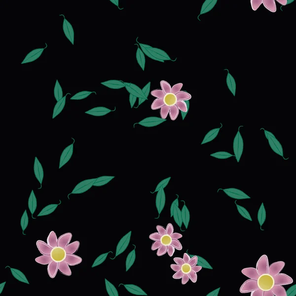 Vector Ilustración Flores Verano Pétalos Con Hojas Fondo Botánico — Archivo Imágenes Vectoriales