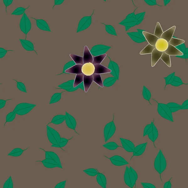 Vector Ilustración Flores Verano Pétalos Con Hojas Fondo Botánico — Vector de stock