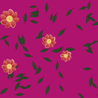 Yapraklı çiçek yapraklarının vektör çizimi, botanik arka plan