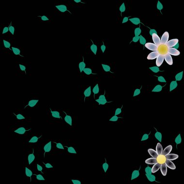 Yapraklı çiçek yapraklarının vektör çizimi, botanik arka plan