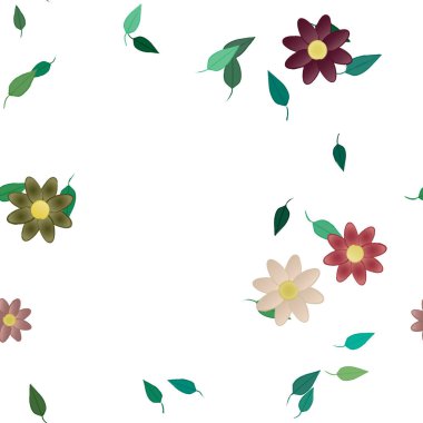 Yapraklı çiçek yapraklarının vektör çizimi, botanik arka plan