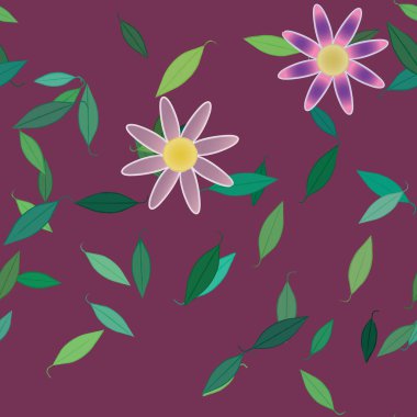 Yapraklı çiçek yapraklarının vektör çizimi, botanik arka plan