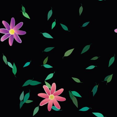 Yapraklı çiçek yapraklarının vektör çizimi, botanik arka plan