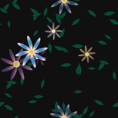 Yapraklı çiçek yapraklarının vektör çizimi, botanik arka plan