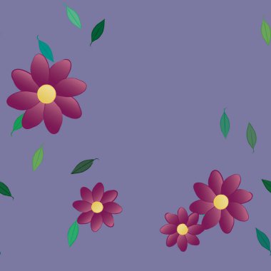 Yapraklı çiçek yapraklarının vektör çizimi, botanik arka plan